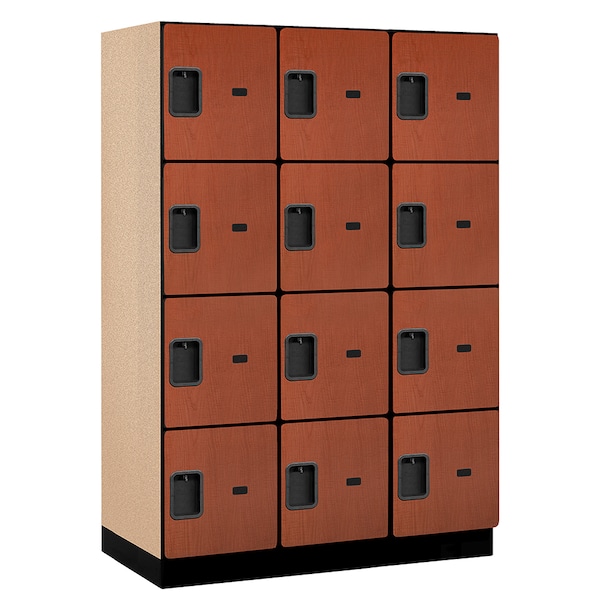 4 Tier Designer Locker, 54"Wx76"Hx21"D, 12 Door, Cherry